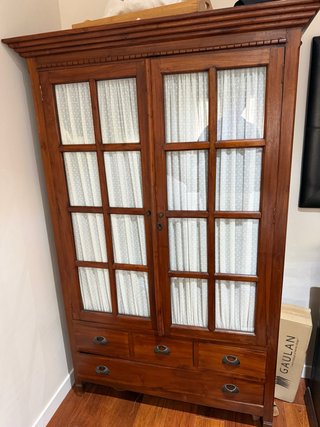 Mueble vitrina/armario madera teca maciza