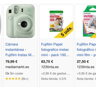 Cámara Instax Mini 8 + carretes Fujifilm