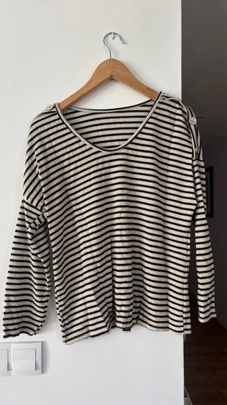 Jersey de rayas beige y negro