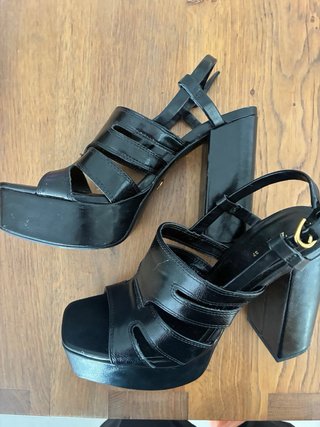 Sandalias Zara Plataforma Negras Talla 37