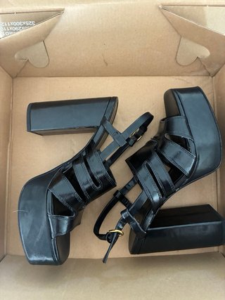 Sandalias Zara Plataforma Negras Talla 37