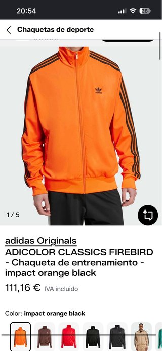 Chaqueta Adidas Naranja Talla S