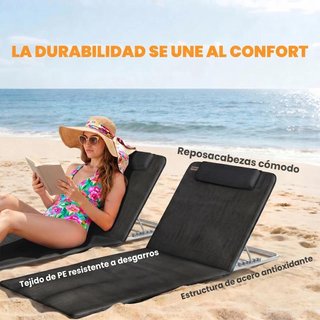 Pack 2 Esterillas Reclinables con Respaldo Negro