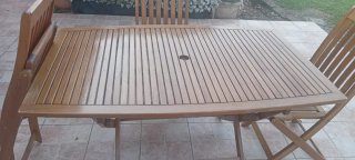 Set Tavolo Giardino 4 Sedie Legno + imbottitura