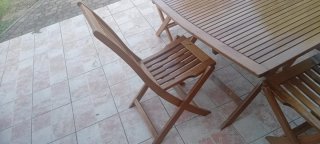 Set Tavolo Giardino 4 Sedie Legno + imbottitura