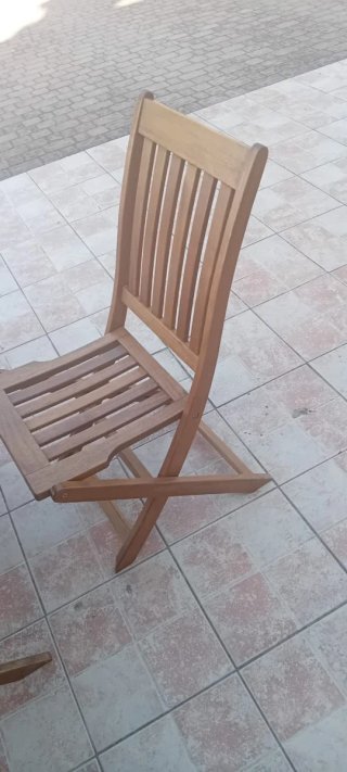 Set Tavolo Giardino 4 Sedie Legno + imbottitura