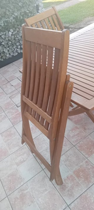 Set Tavolo Giardino 4 Sedie Legno + imbottitura