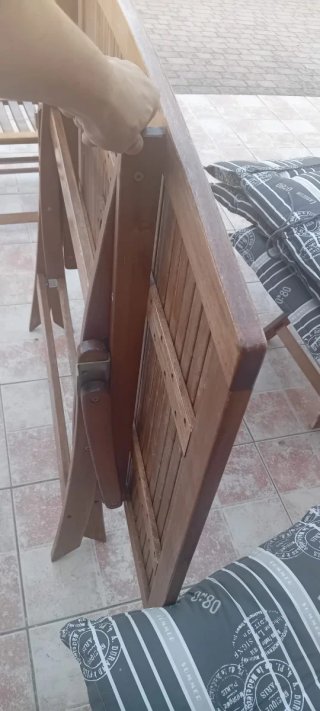 Set Tavolo Giardino 4 Sedie Legno + imbottitura