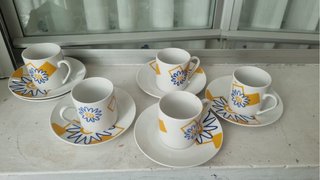 Juego de 5 tazas de cerámica con diseño floral