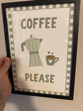 Quadretto Coffee Please con Moka e Tazza