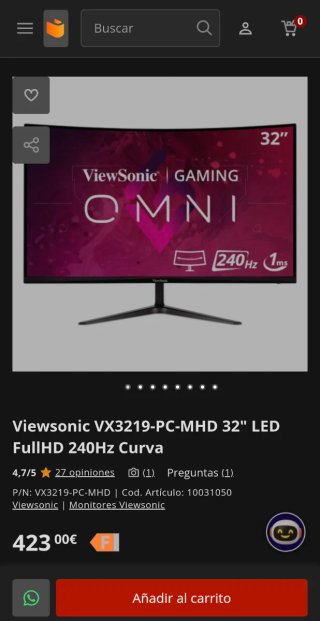 Monitor ViewSonic 32'',LED, full Hd, 240Hz, 1 ms.