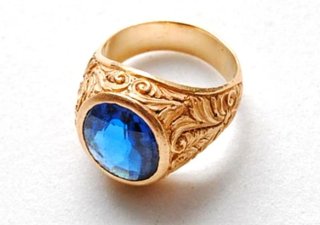 Sello Azul Macizo Oro 18k