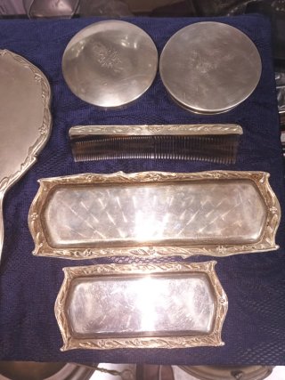 Juego tocador antiguo alpaca