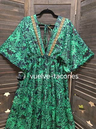 Vestido largo floral volante ♡ S. N. MODA * T.Ú.