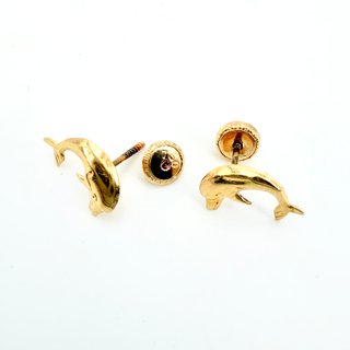 Pendiente Delfines de oro de 18k, 0.41 g.