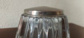 Juego tocador antiguo cristal ámbar y plata