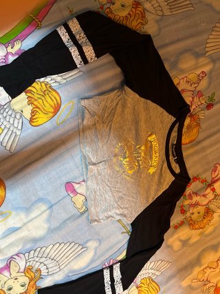 Top manga larga Harry Potter Hogwarts Gris y Negra