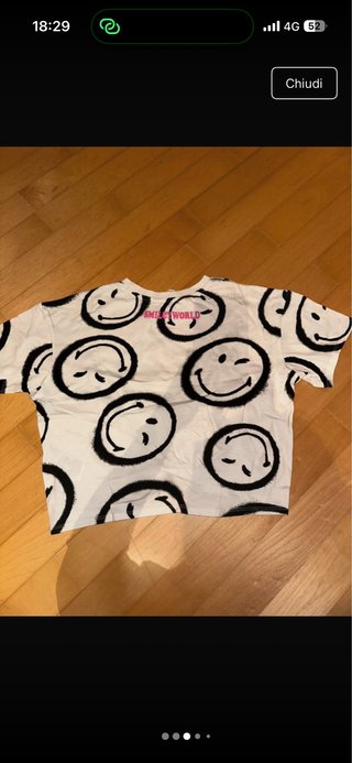 T-shirt crop top bambina con smiley
