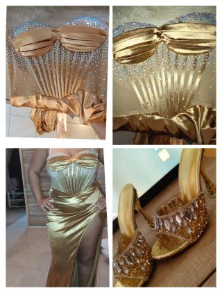 Vestido dorado con pedrería