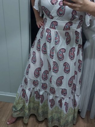 Vestido largo estampado paisley