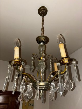 Lámpara Techo Vintage Cristales | 5 Luces.