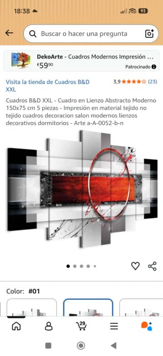 Cuadro Lienzo Abstracto Moderno 150x75