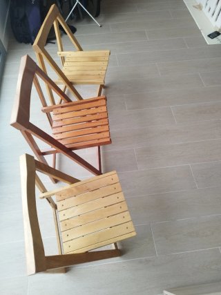 3 Sillas de Madera Plegables