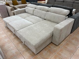 Sofá Cama Chaiselongue Beige 278cm con Arcón