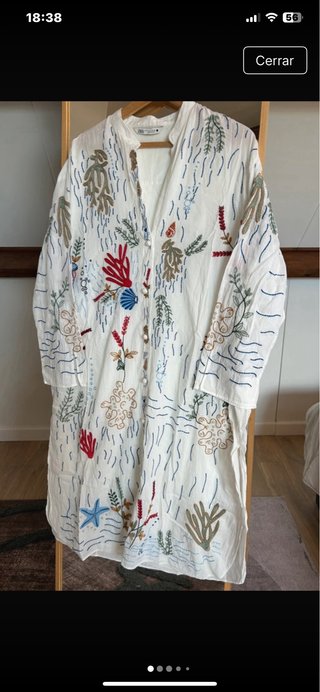 Vestido Zara bordado motivos marinos, talla m