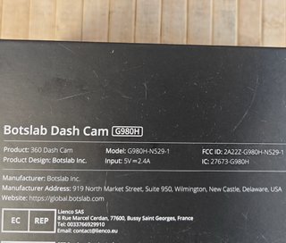 BOTSLAB 360 Dash CAM 4K Delantera y Trasera, Visió