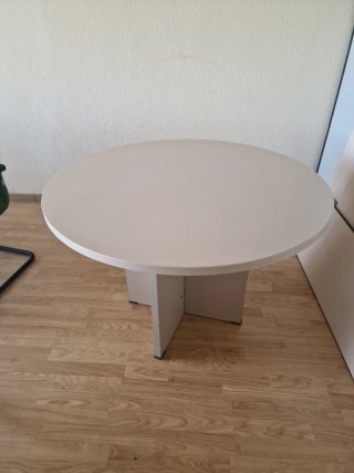 Mesa redonda oficina beige/blanca