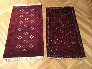 2 Alfombras Orientales Rojas y Blancas