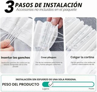 Cortina de Gasa Blanca 245x200 riel o barra