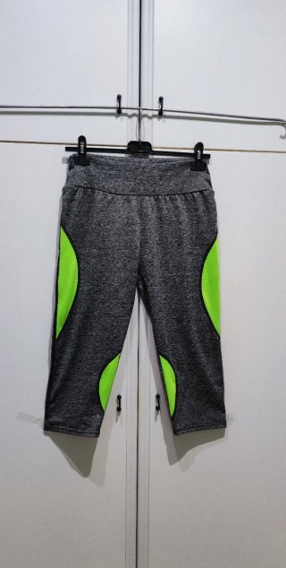 Leggings 3/4 donna taglia M/L grigio/verde