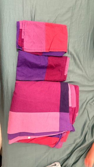 Funda nórdica IKEA cuadros rosa y morado