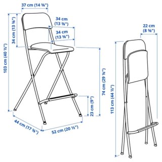 Taburete alto plegable metálico negro IKEA Frankli
