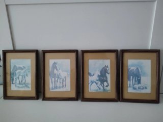 Set 4 Cuadros Vintage Caballos
