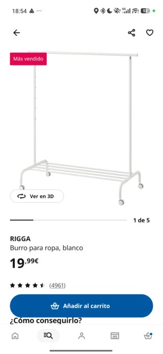 Perchero RIGGA IKEA Blanco