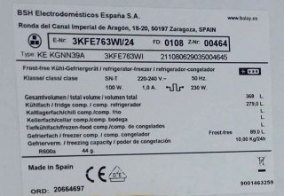 Frigorífico Balay Combi NoFrost 3KFE763WI
