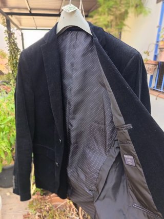 Blazer de pana negro hombre