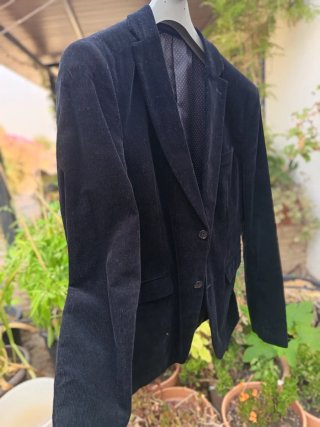 Blazer de pana negro hombre