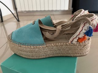 Sandalias cuña esparto multicolor talla 39