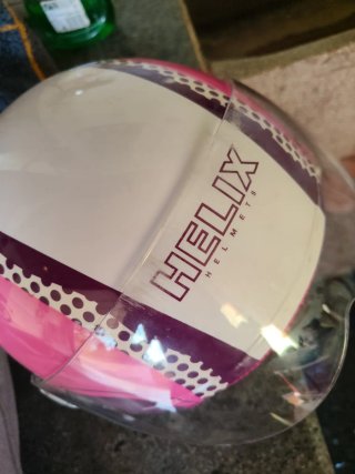 Casco Helix para moto, rosa y blanco