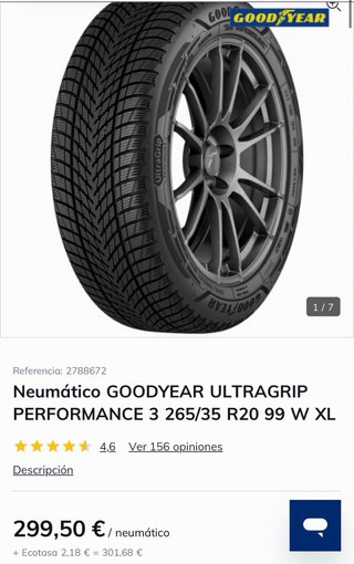 Goodyear FRONT 265/35R20 99W  and REAR 295/30/R20