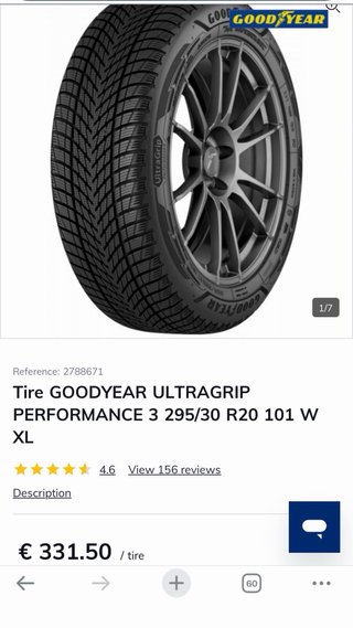 Goodyear FRONT 265/35R20 99W  and REAR 295/30/R20