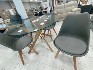 Mesa redonda cristal templado y madera