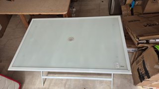 Mesa Jardín Plegable Metal Vidrio 110x70 Blanca