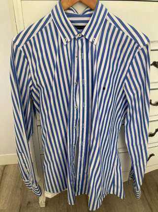 Camisa Rayas Azul y Blanca Talla M
