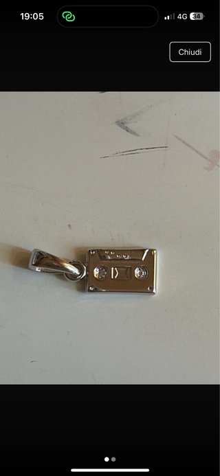 Ciondolo Charm Musicassetta Argento
