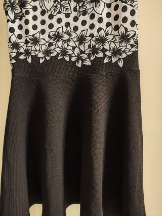 Vestido fiesta cóctel blanco y negro